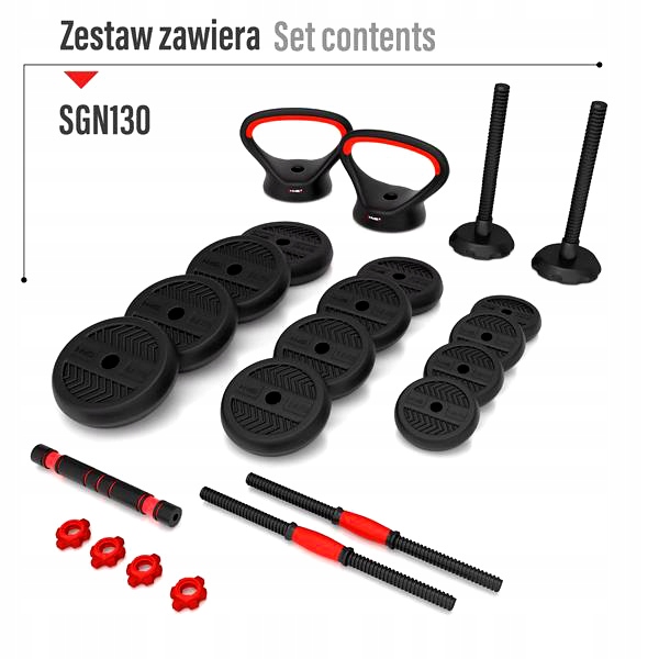 Zestaw Hantle Sztanga Kettlebell Uchwyty Do Pompek Marka HMS
