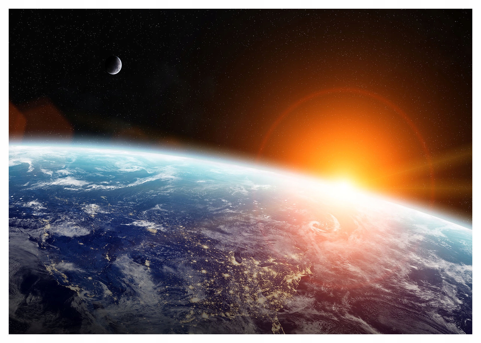 Fototapeta vlies Zem z vesmíru Úsvit Mesto Vesmír 368x254 lepidlo