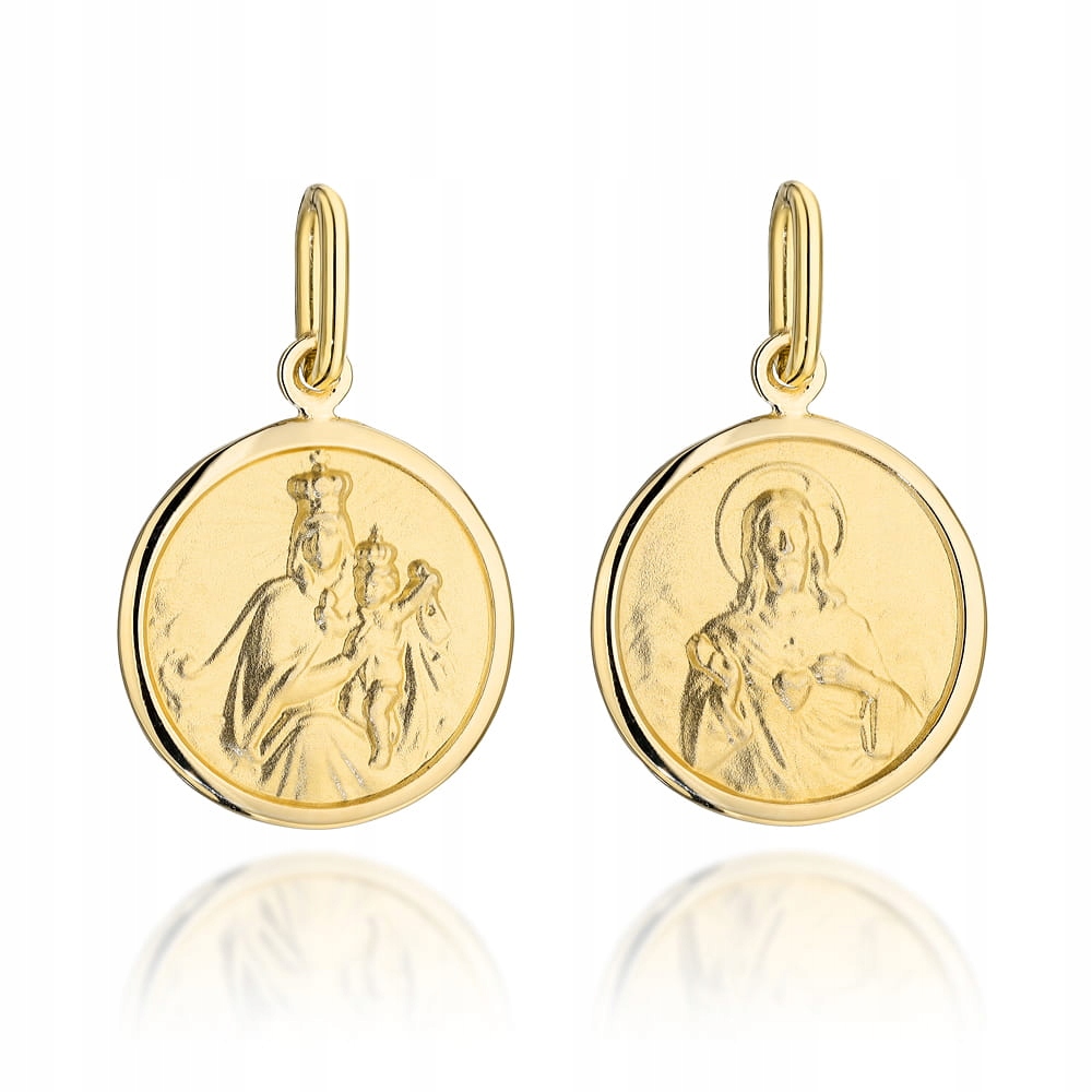 Zlatý medailonek 585, škapulíř v kruhu, jedinečný dárek k příležitosti přijímání