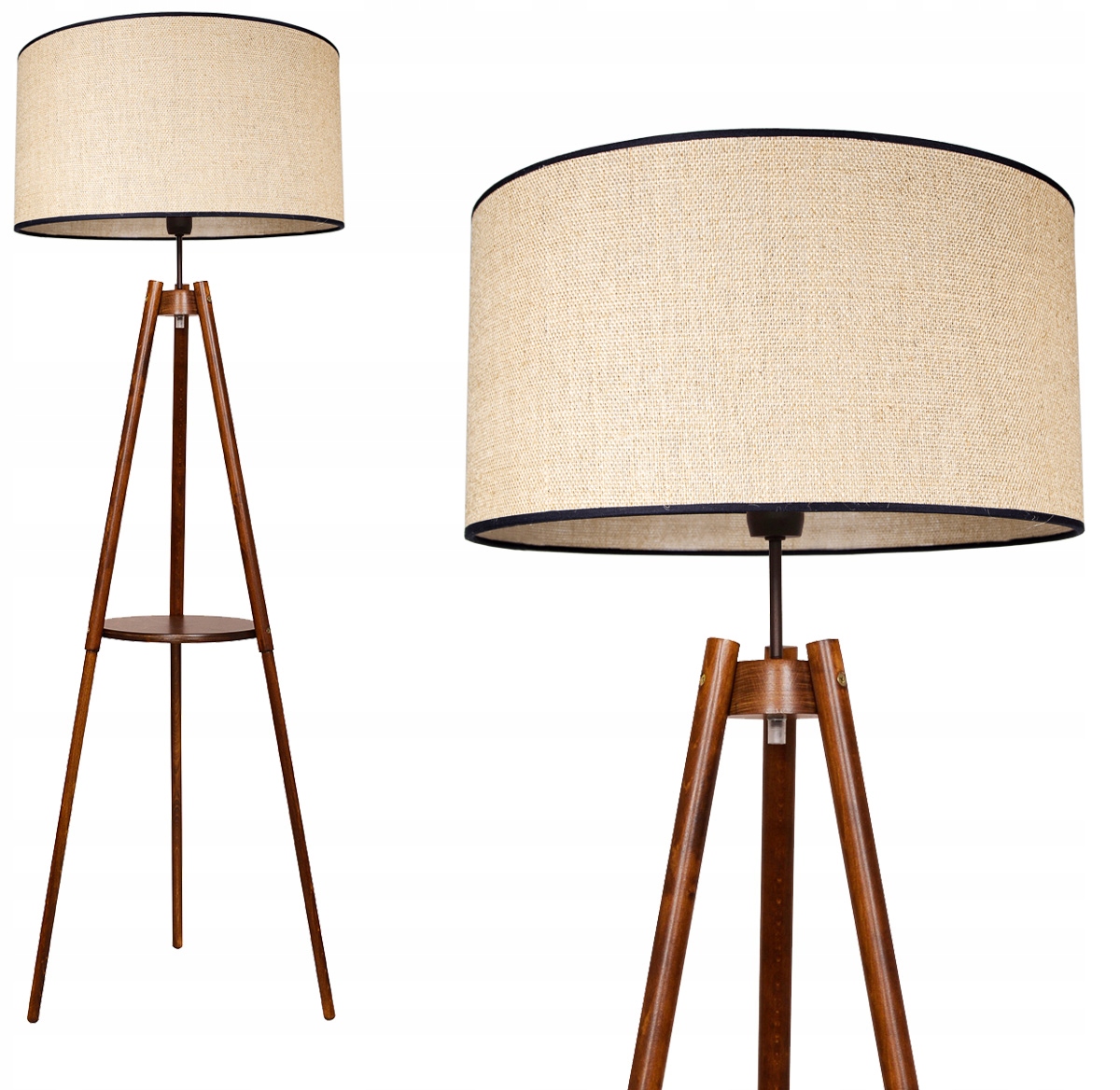 

Lampa Stojąca Podłogowa Trójnóg Ze Stolikiem Boho
