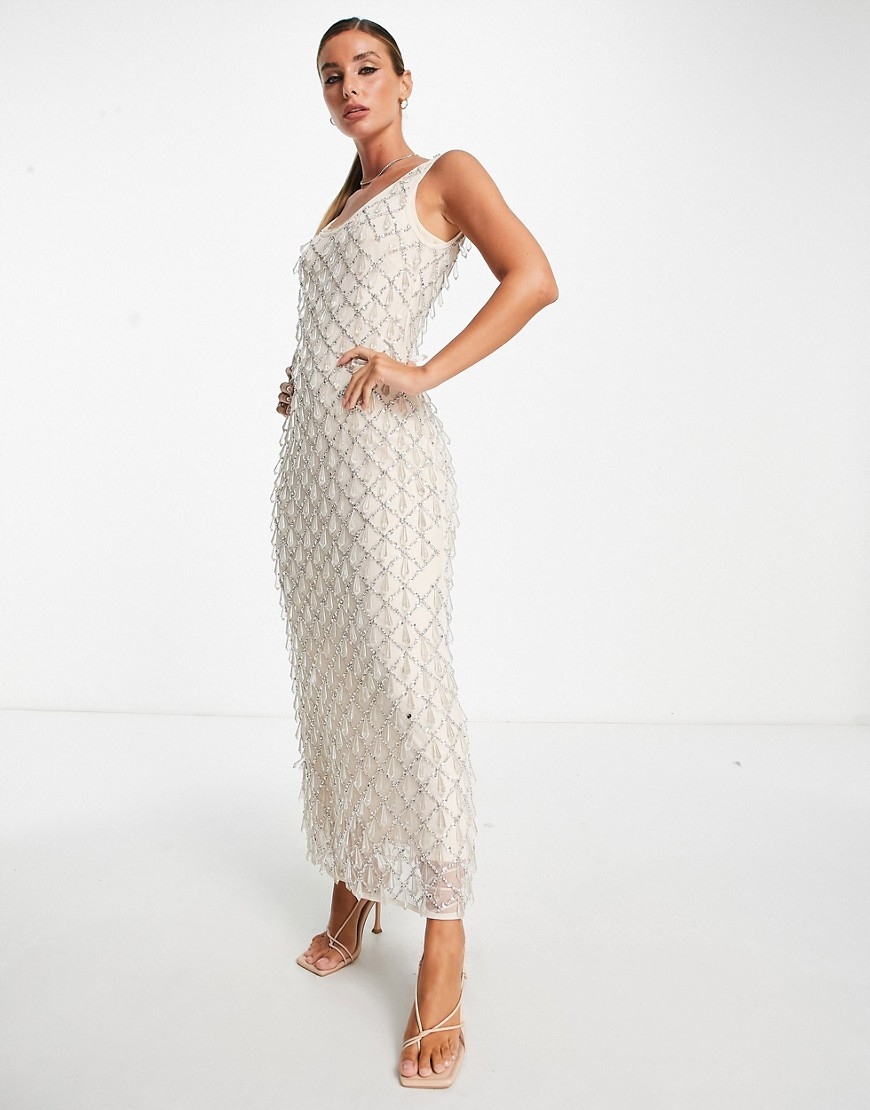 DESIGN BOGATO ZDOBIONA SUKIENKA MIDI 3XL Fason prosta