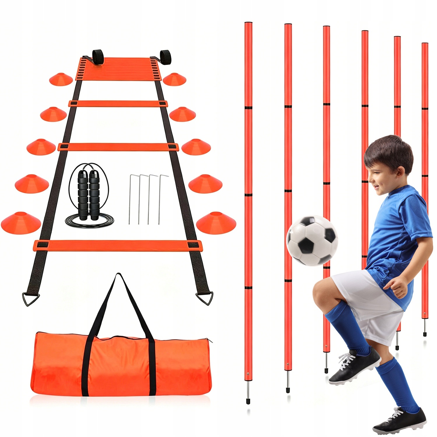 Tréninkový Fotbalový Set Žebřík Plotky Pachołky Moc Fotbalu 23v1