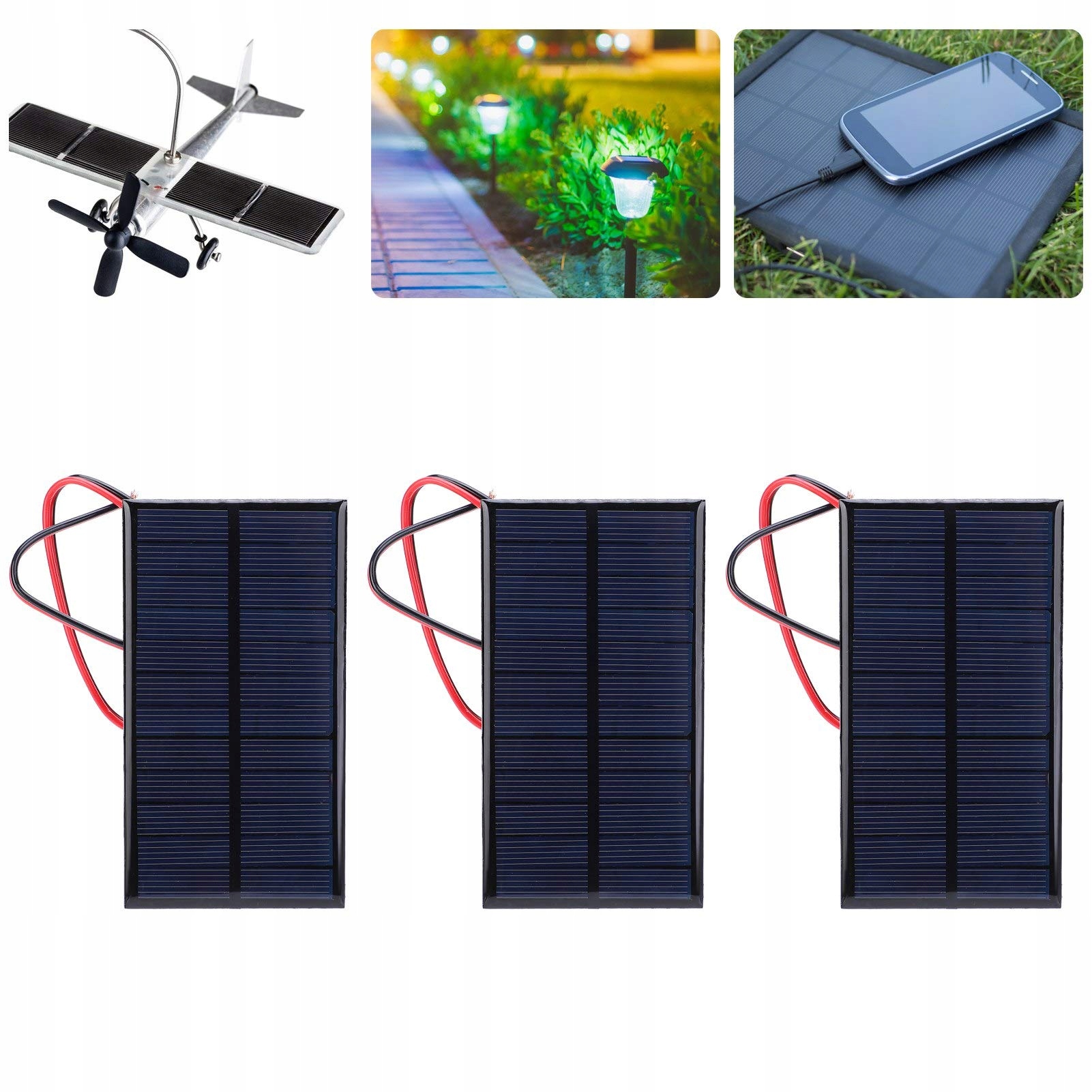 MINI SOLAR 3 Sztuki 1W Solarmodul 6V Polikrzemowe z Kablem — miniatura 7