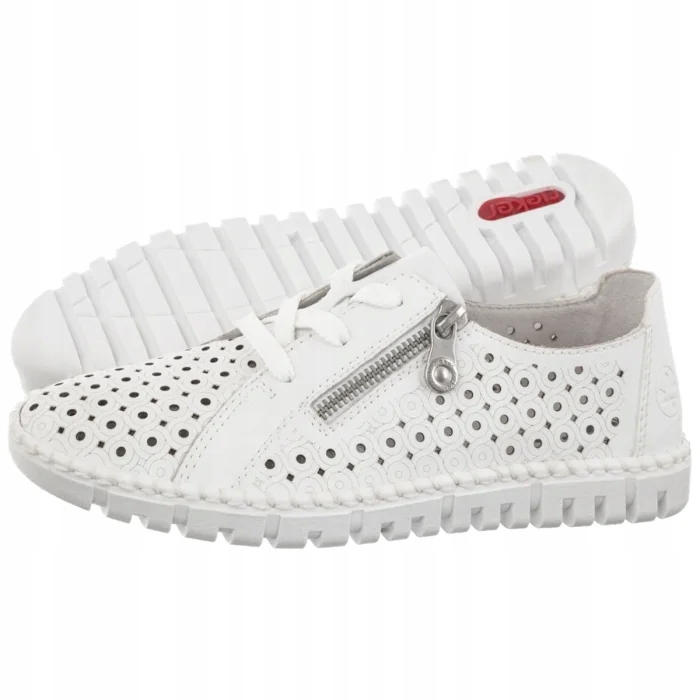 Kožené dámské polobotky Rieker Bílé M2300-80 Bílé