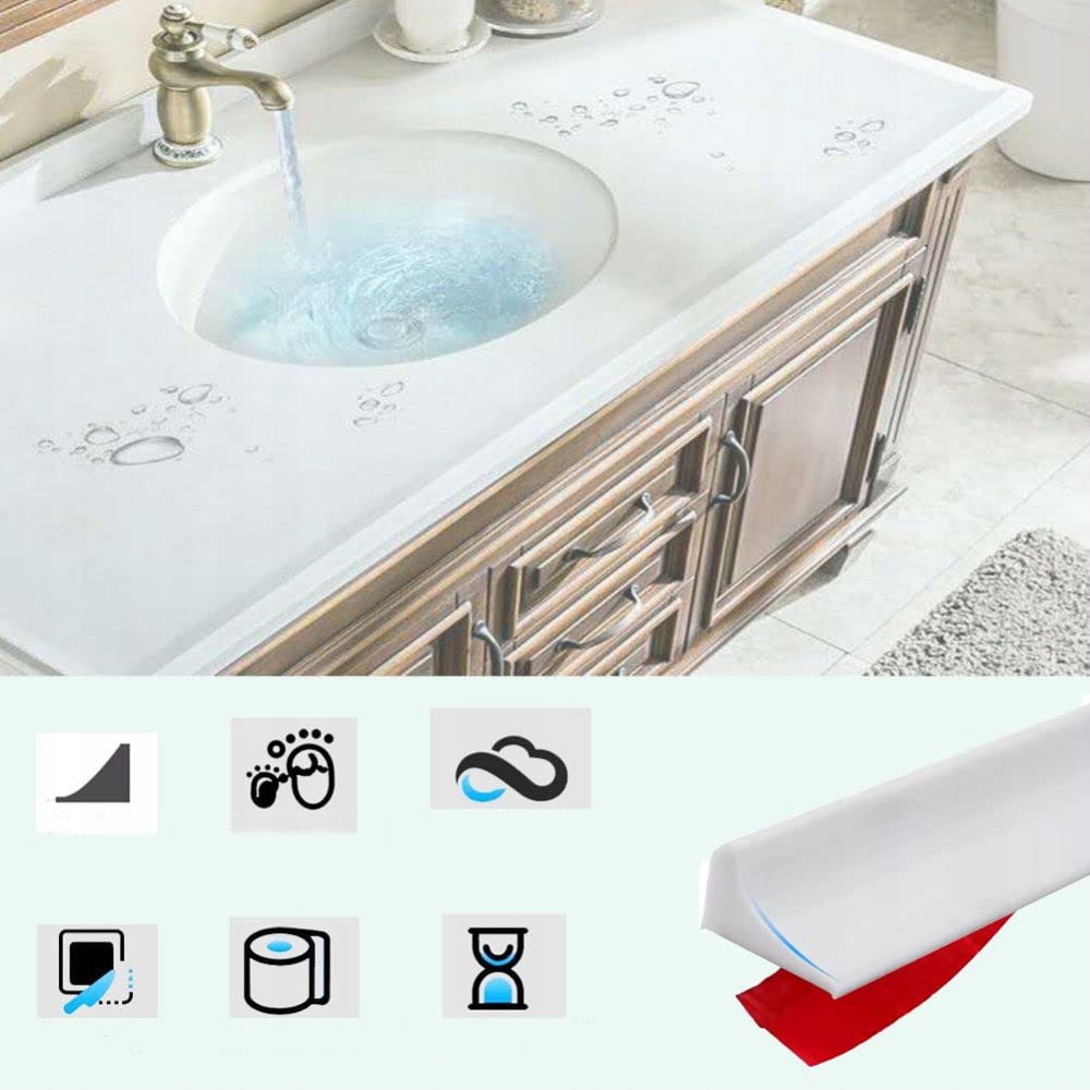 2m Samoprzylepna listwa zatrzymująca wodę do wanny, listwa wykończeniowa Typ uszczelnianie