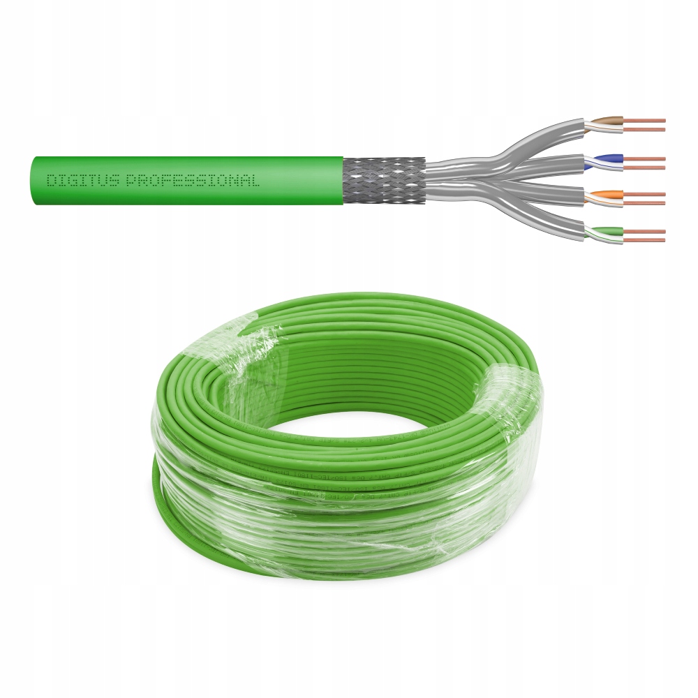 Internetový sieťový kábel kat.8 S/ftp Awg 22/1 Lsoh zelený 50 m