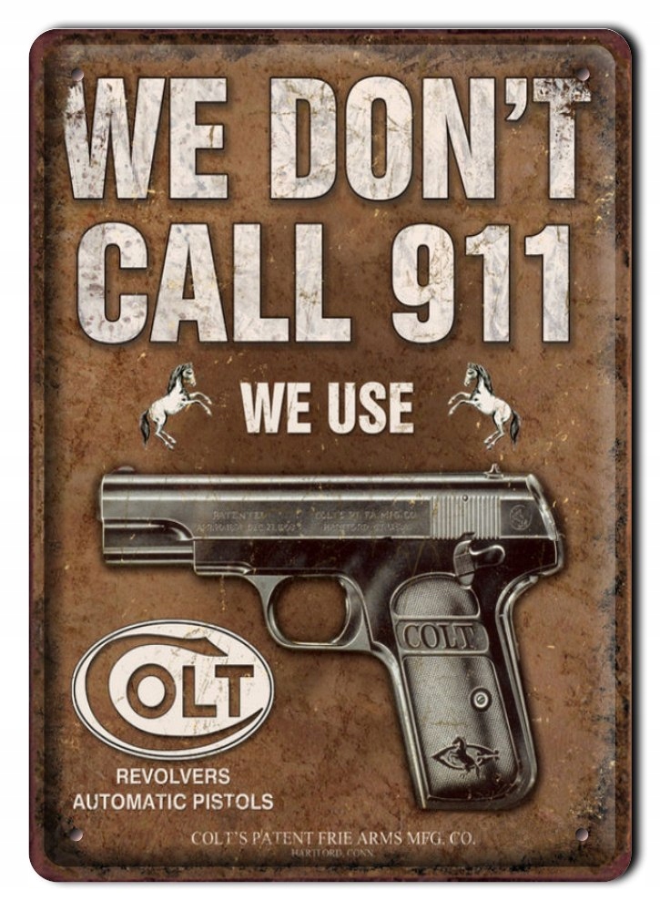 

Colt Broń Metalowy Szyld Plakat Retro #00479