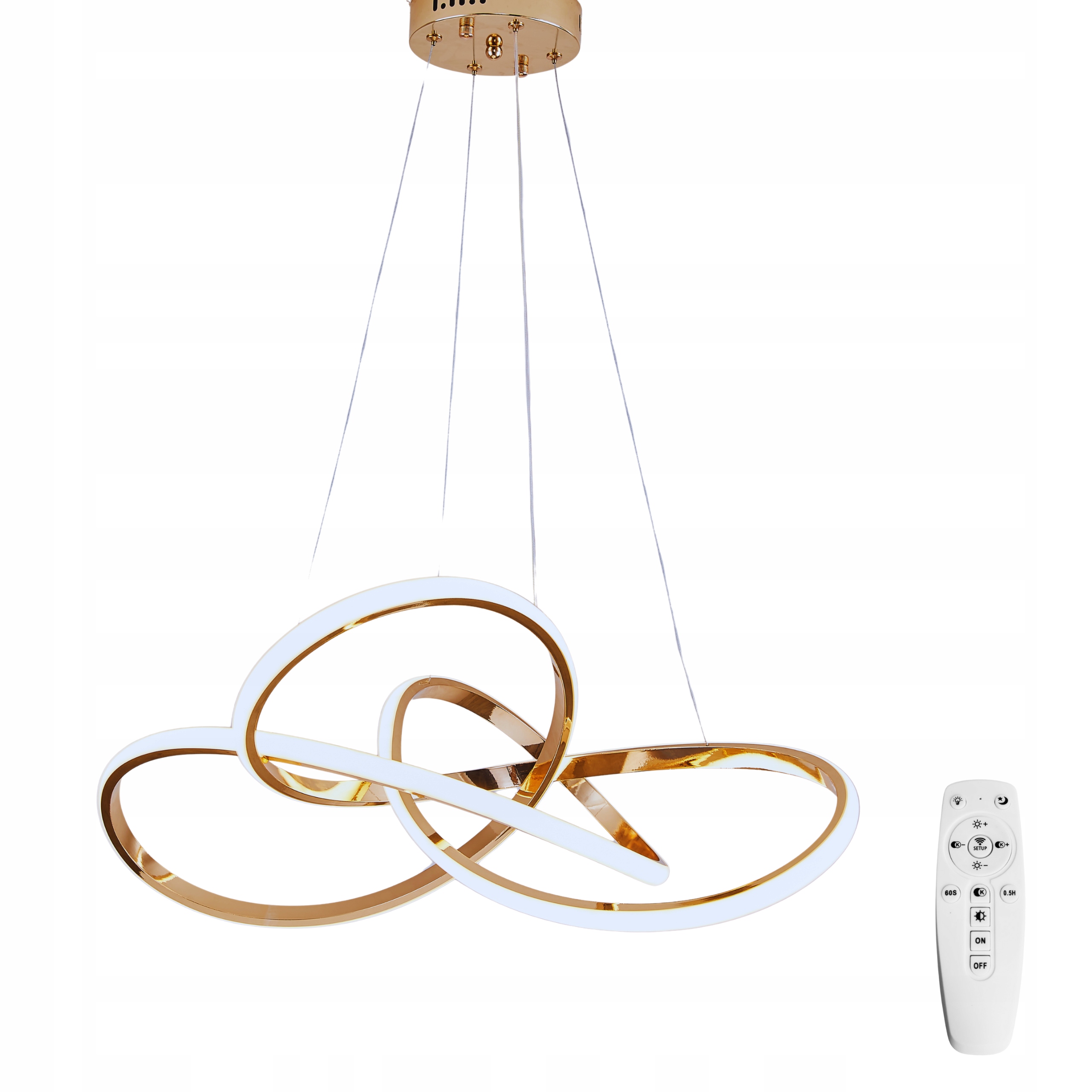 Lampa wisząca żyrandol Led glamour złota Pilot do salonu/sypialni