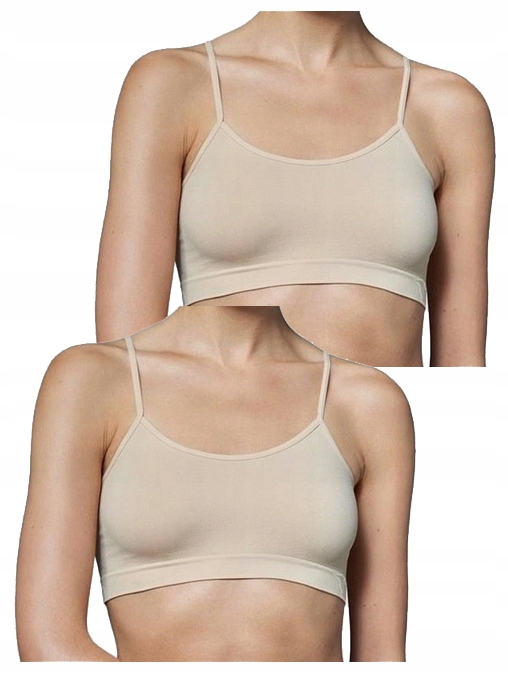 2 X GATTA TOP CIENKIE RAMIĄCZKA BEŻOWY M