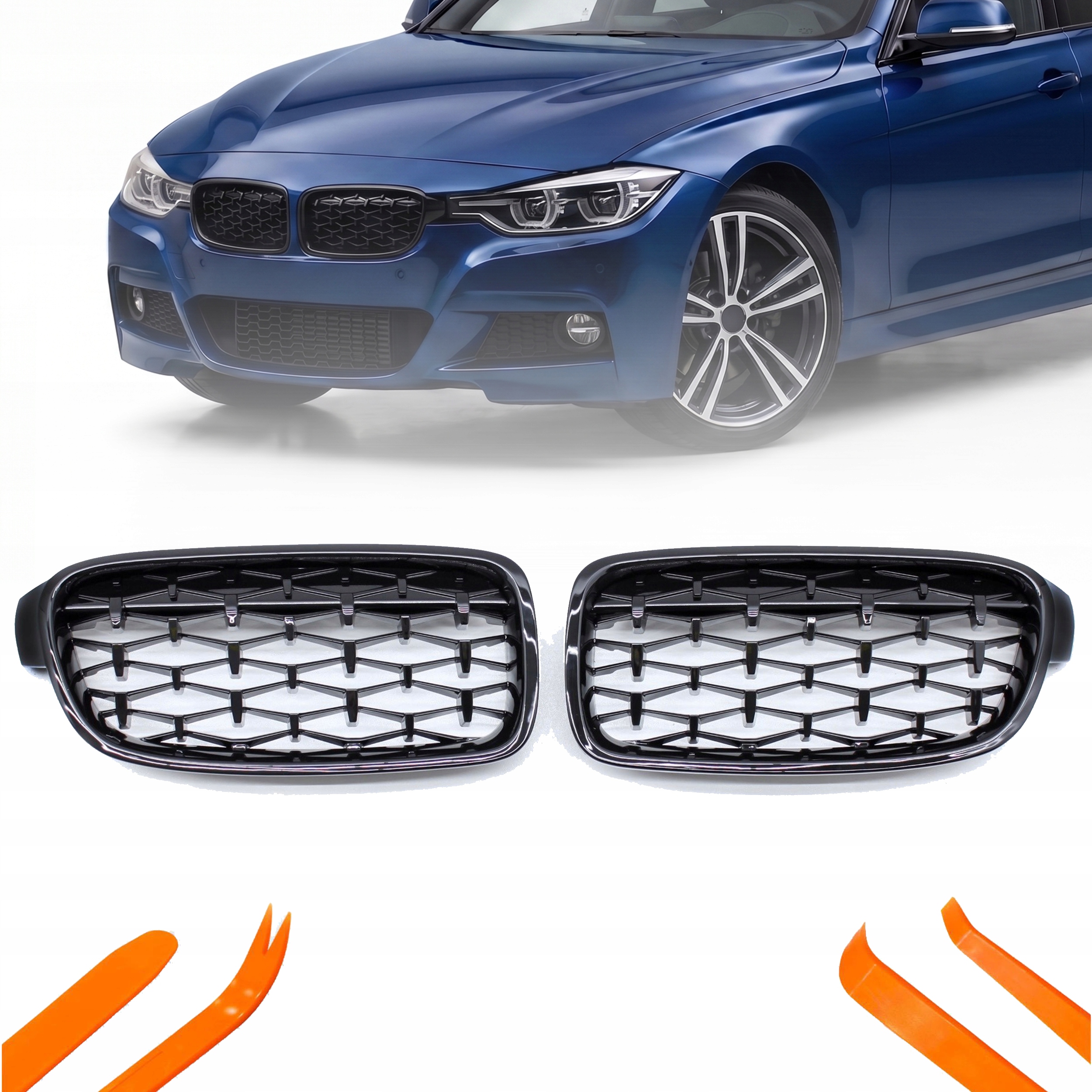Atrapa Gril Nerki Bmw 3 F30 F31 12-19 Černý Lesk Diamant
