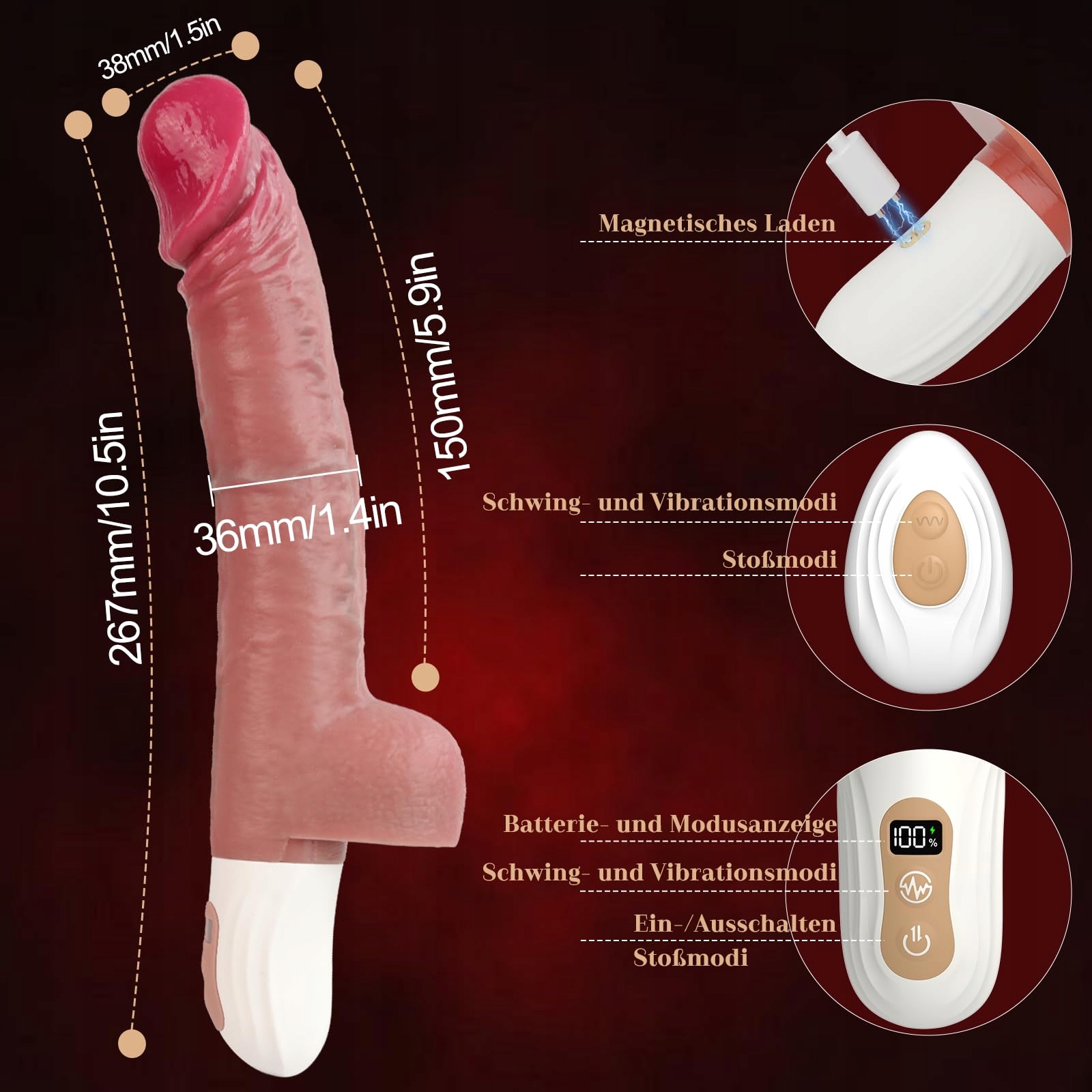 DILDO VIBRATOR Zestaw Wibratorów Dla Kobiet Realistyczny Z 9 Trybami — miniatura 6