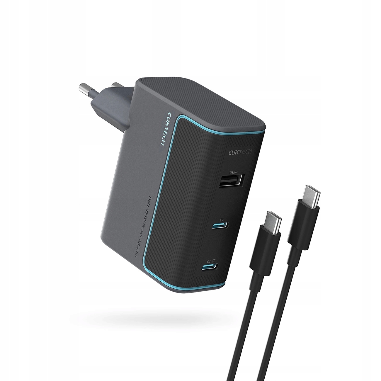 Síťová nabíječka Cuktech CUKAD1003EUG GaN 100W 2 x Usb-c 1 x Usb-a s kabelem