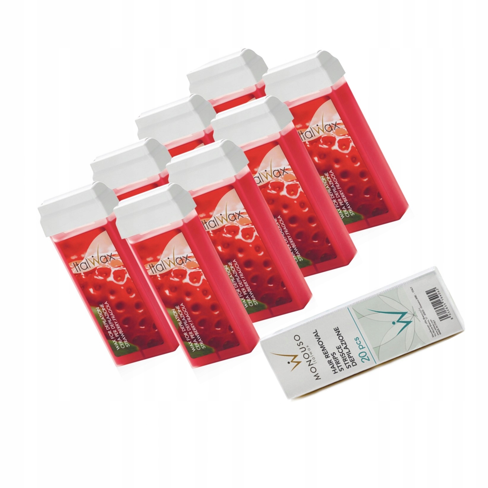 DEPILACJA 8x Wosk w rolce ITALWAX TRUSKAWKA PASKI