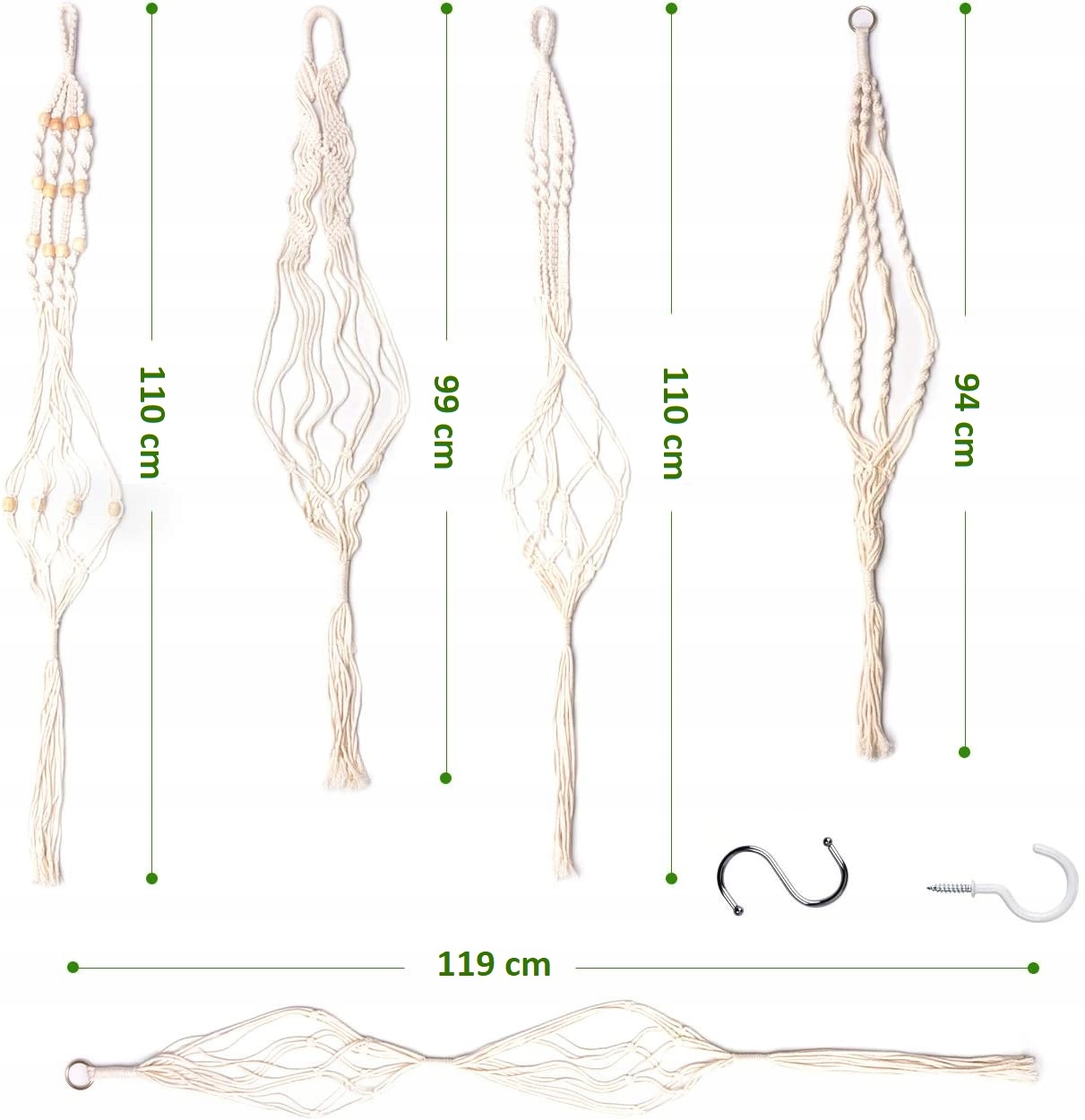 KWIETNIK WISZĄCY MAKRAMA NA KWIATY DONICZKĘ ZESTAW Typ do zawieszenia