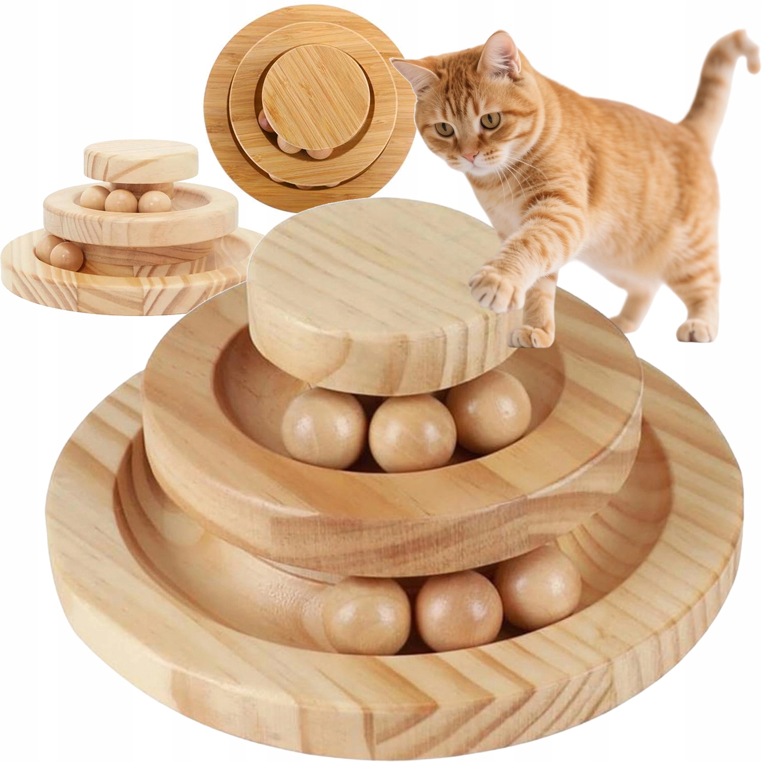 Levně Interaktivní hračka pro kočky 2-stupňová kulová věž, hračka z kolejnice