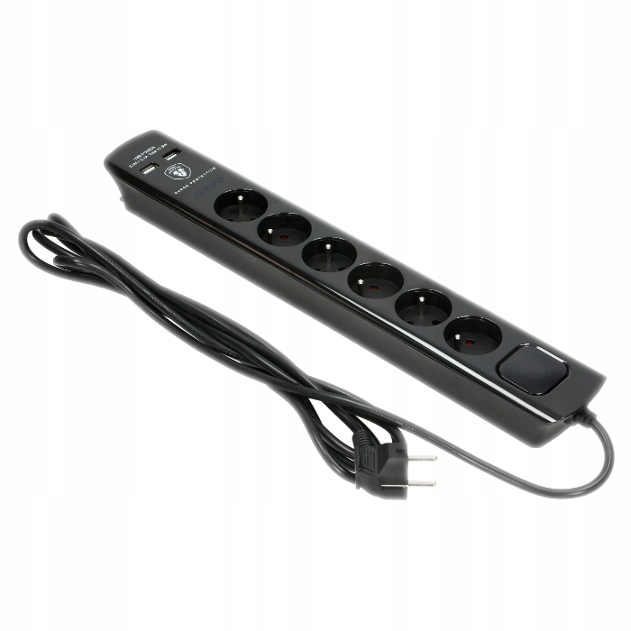 PRZEDŁUŻACZ LISTWA ZASILAJĄCA 6 GNIAZD 2x USB 3m