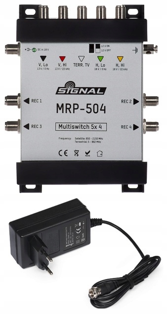 Multiswitch satelitarny DVB-T2 MRP-504 5 wejść 4 wyjścia 5/4 Signal