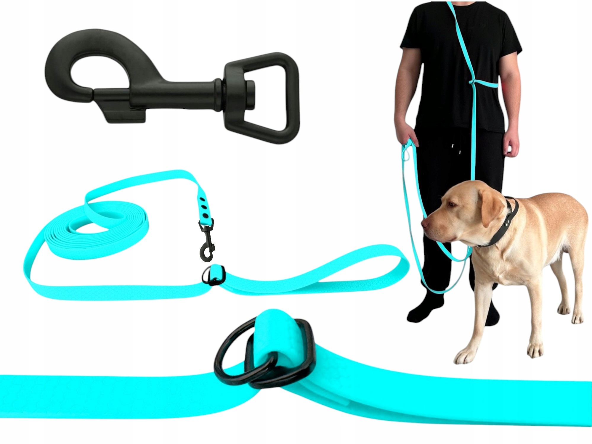 Vodítko Nastavitelná, Přepínatelná, Voděodolná, Měkká, Biothane Pvc| 10M 16MM