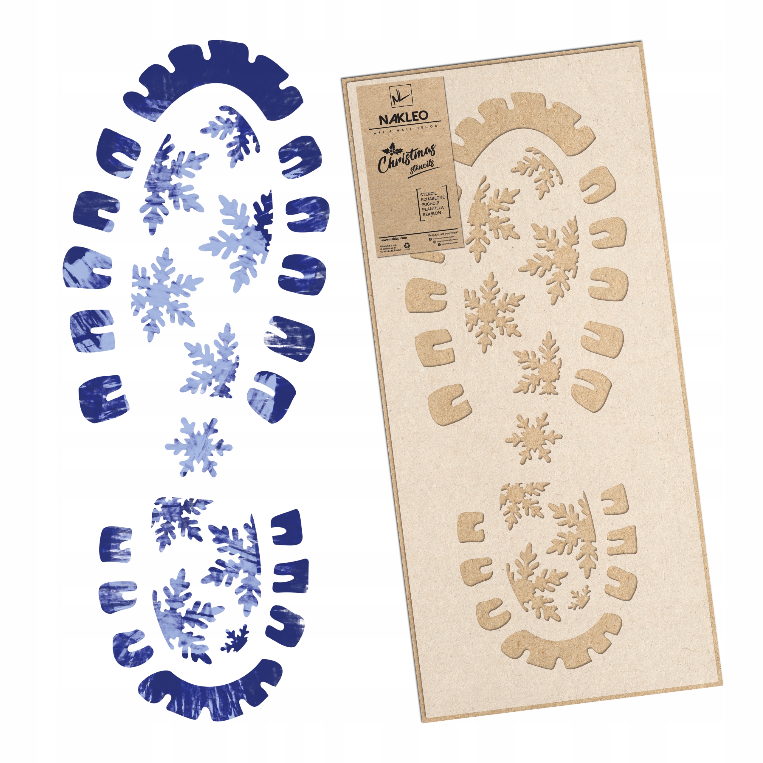 Šablona na umělý Sníh Opakovaně Použitelný L 45x95 cm Vánoční Stopy Mikuláše