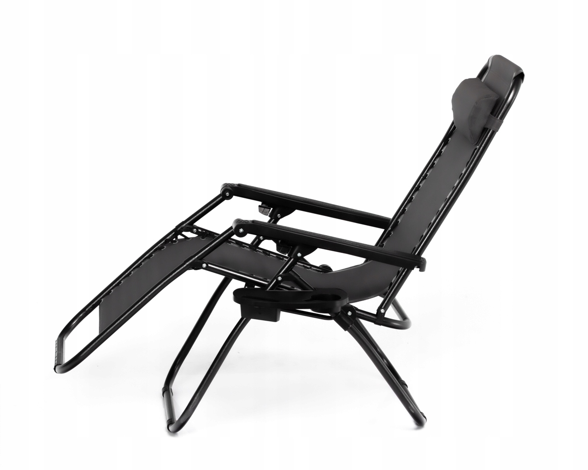 LEŻAK OGRODOWY PLAŻOWY FOTEL SKŁADANY ZERO GRAVITY TURYSTYCZNY KRZESŁO 2w1 Kolor szary