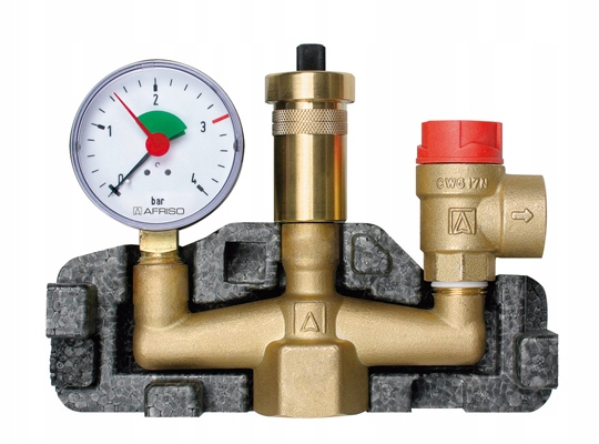 GRUPA BEZPIECZEŃSTWA PIECA KOTŁA KSG Z IZOLACJĄ MOSIĘŻNA SOLIDNA AFRISO