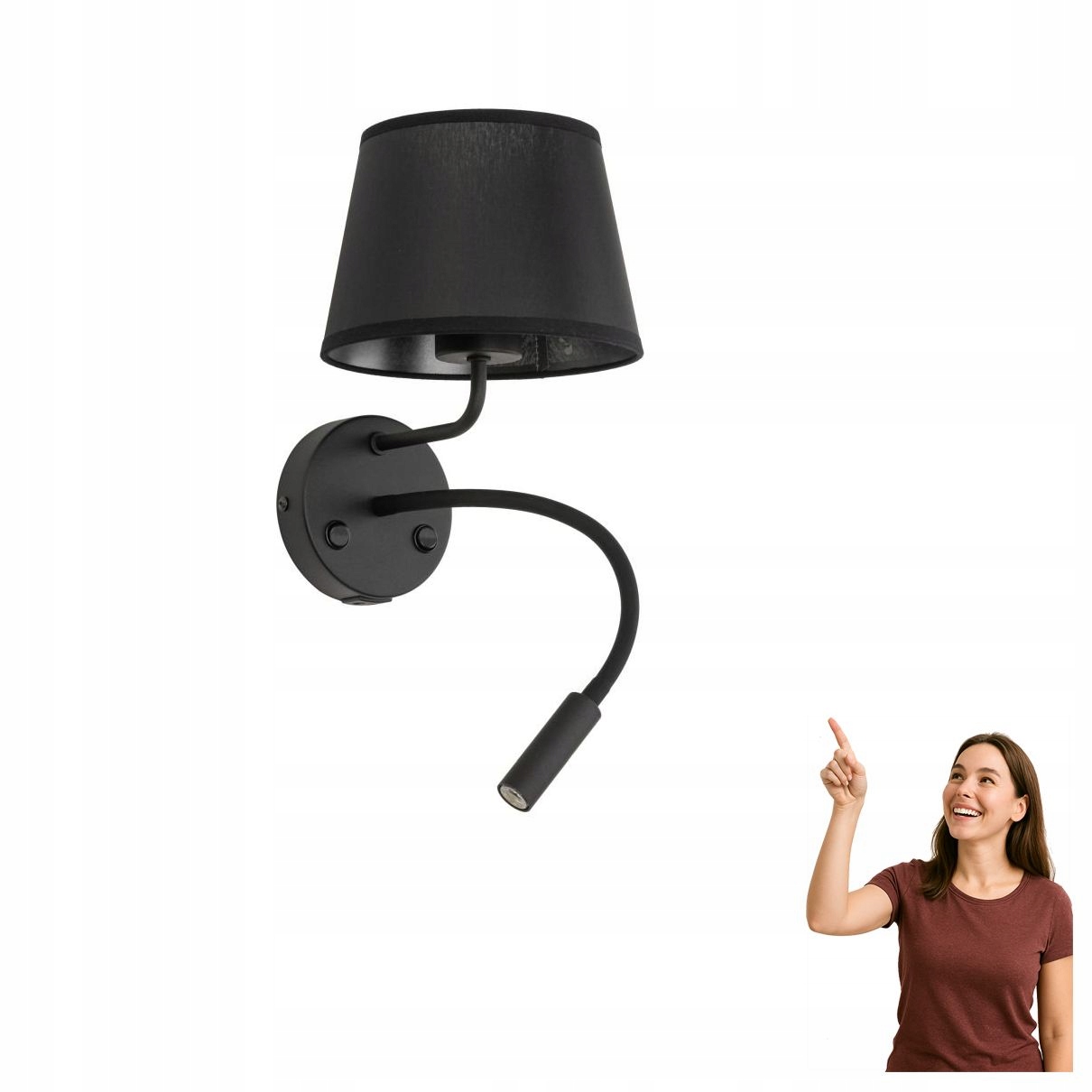Nástenné svietidlo na čítanie s Usb Maja Black 10203 Tk Lighting