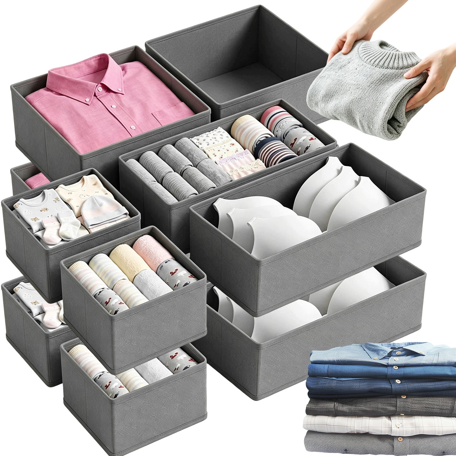 12 x Organizér Do Šuplíku Organizéry Do Skříně Skládací Na Ponožky Set