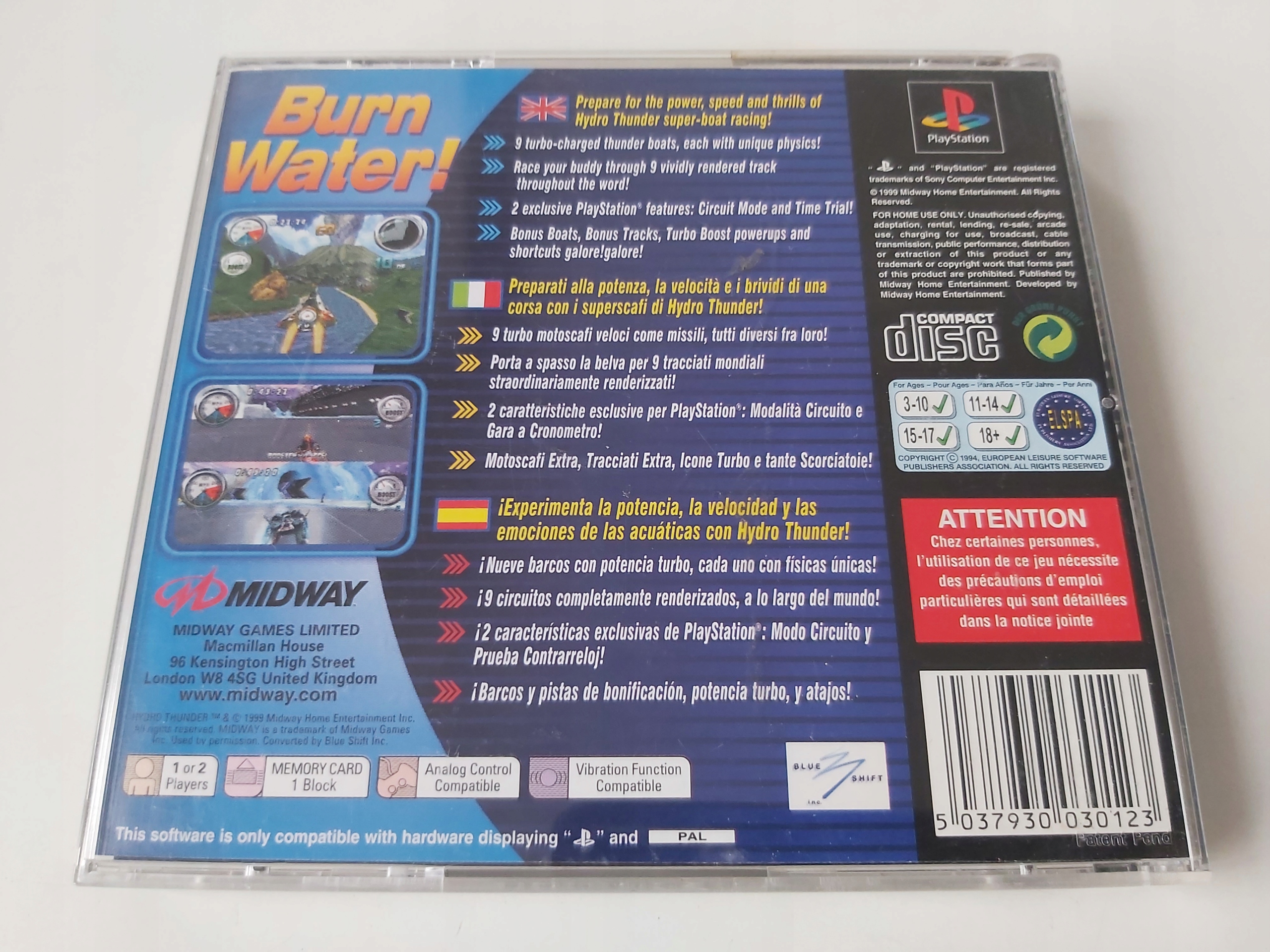 HYDRO THUNDER PSX PS1 ENG Platforma Sony PlayStation (PSX)