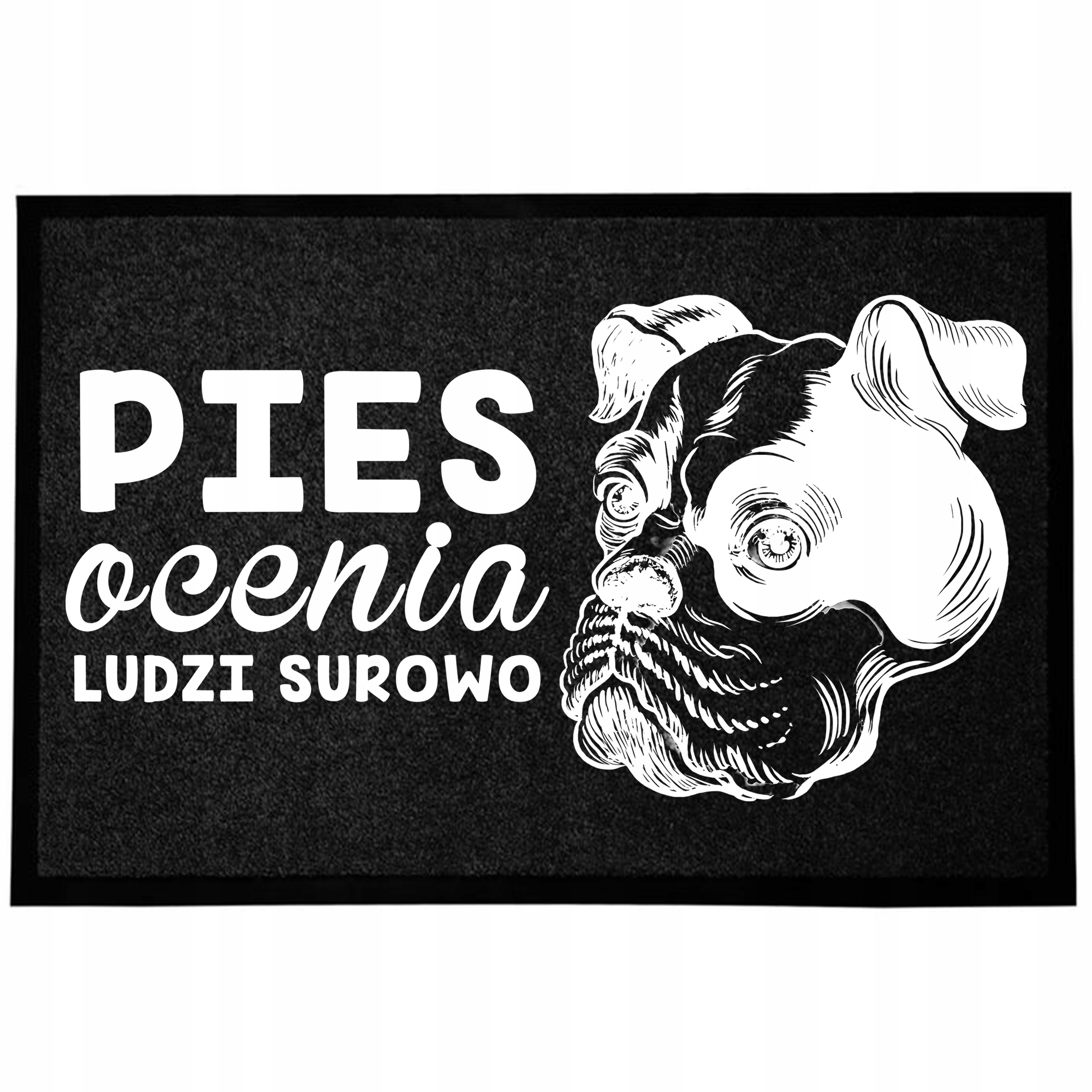 Wycieraczka Wejściowa 40X60CM Czarna Do Domu Z Humorem Zabawna Pies Ocenia
