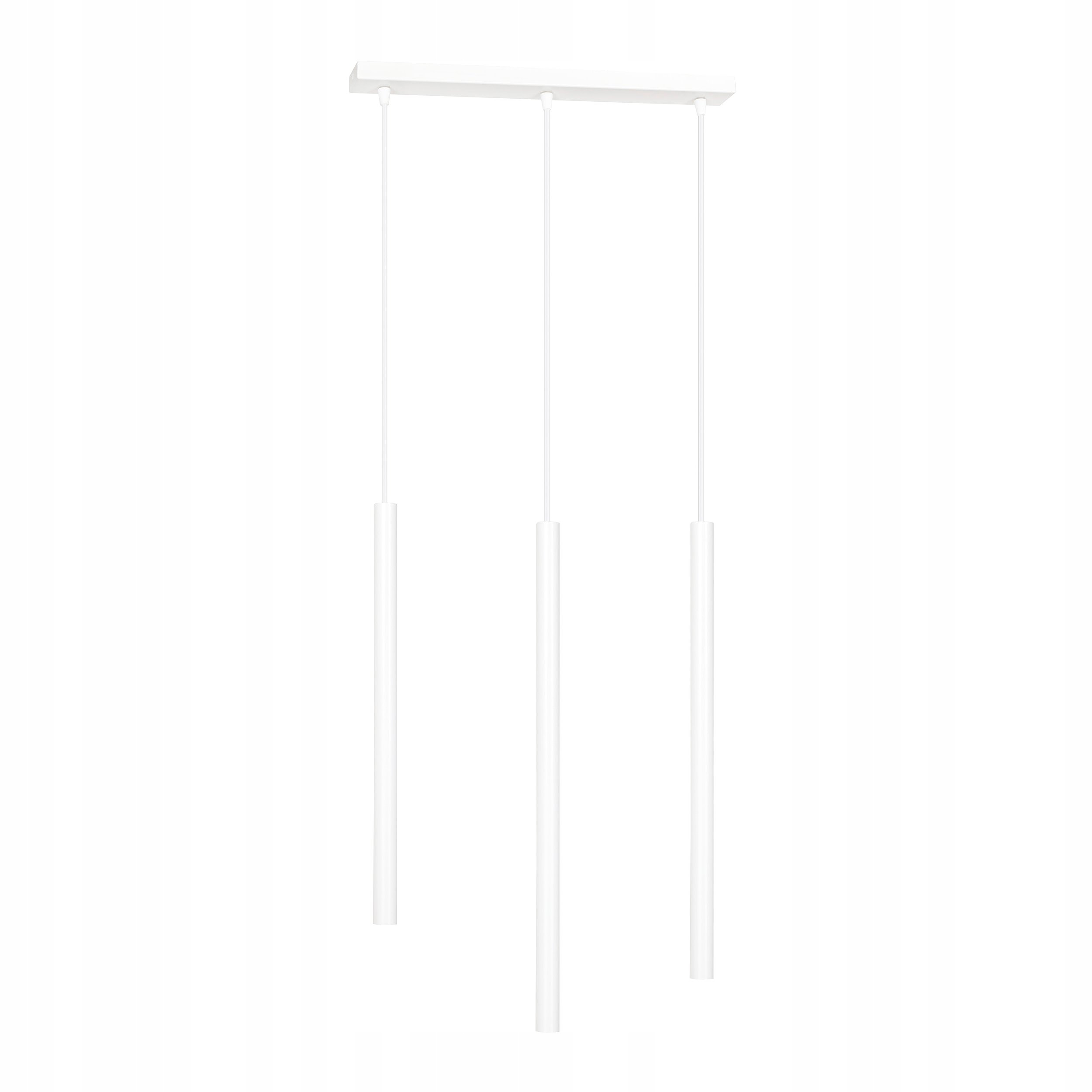 Závesná stropná lampa Selter 3 biela úzka trubica nad stôl ostrov bar