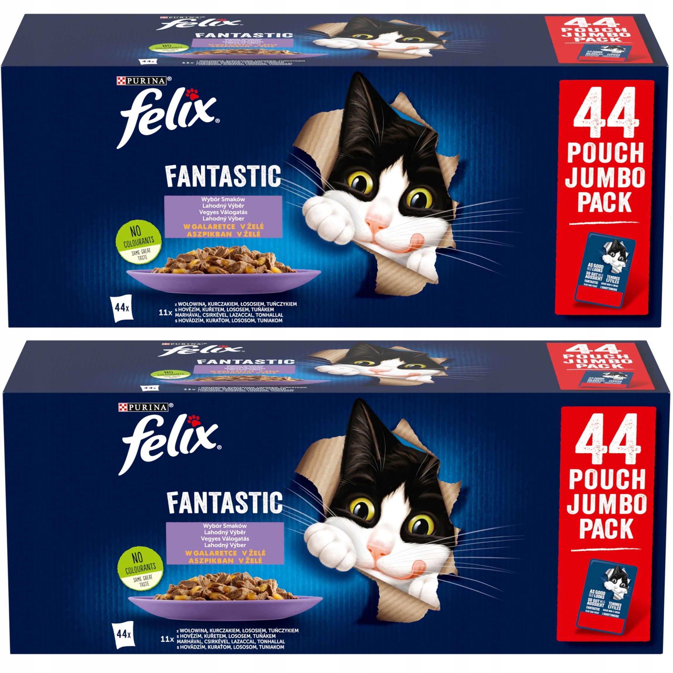 Levně Felix Fantastic MIX Chutí V Želé Sáčky Krmivo pro kočky 88x85 g