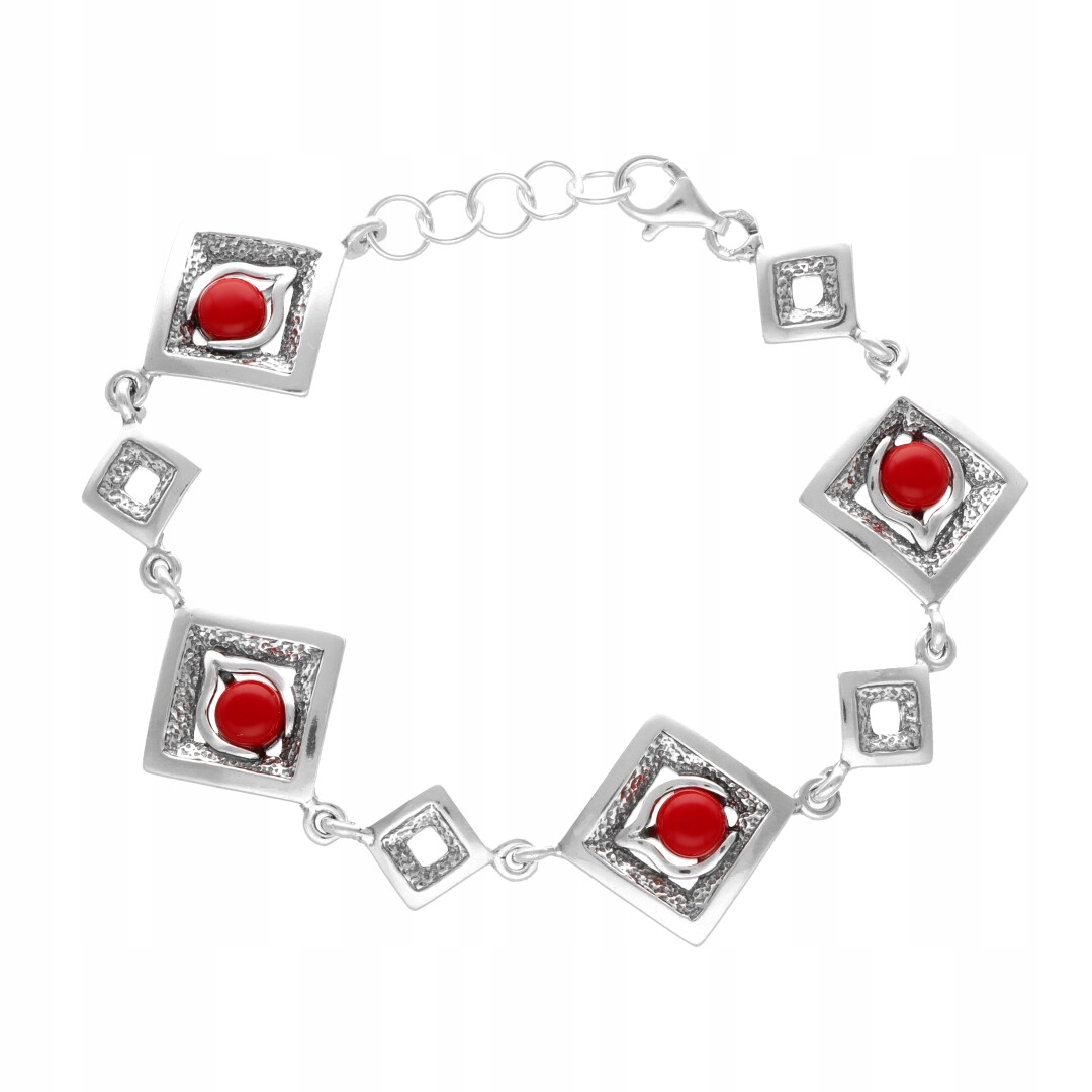 Náramek romby s korálem stříbro