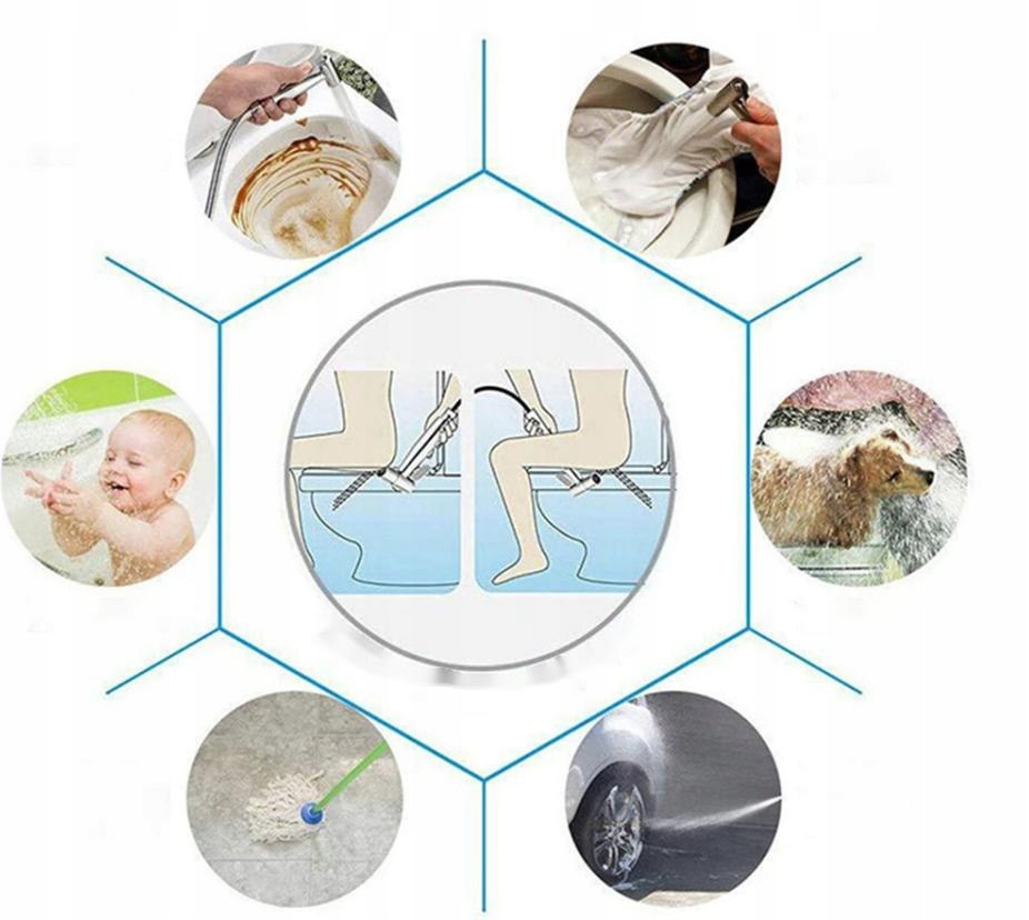 BATERIE RĄCZKA SŁUCHAWKA PRYSZNICOWA BIDETOWA MYJKA BIDETKA +WĄŻ 2M Linia SŁUCHAWKA