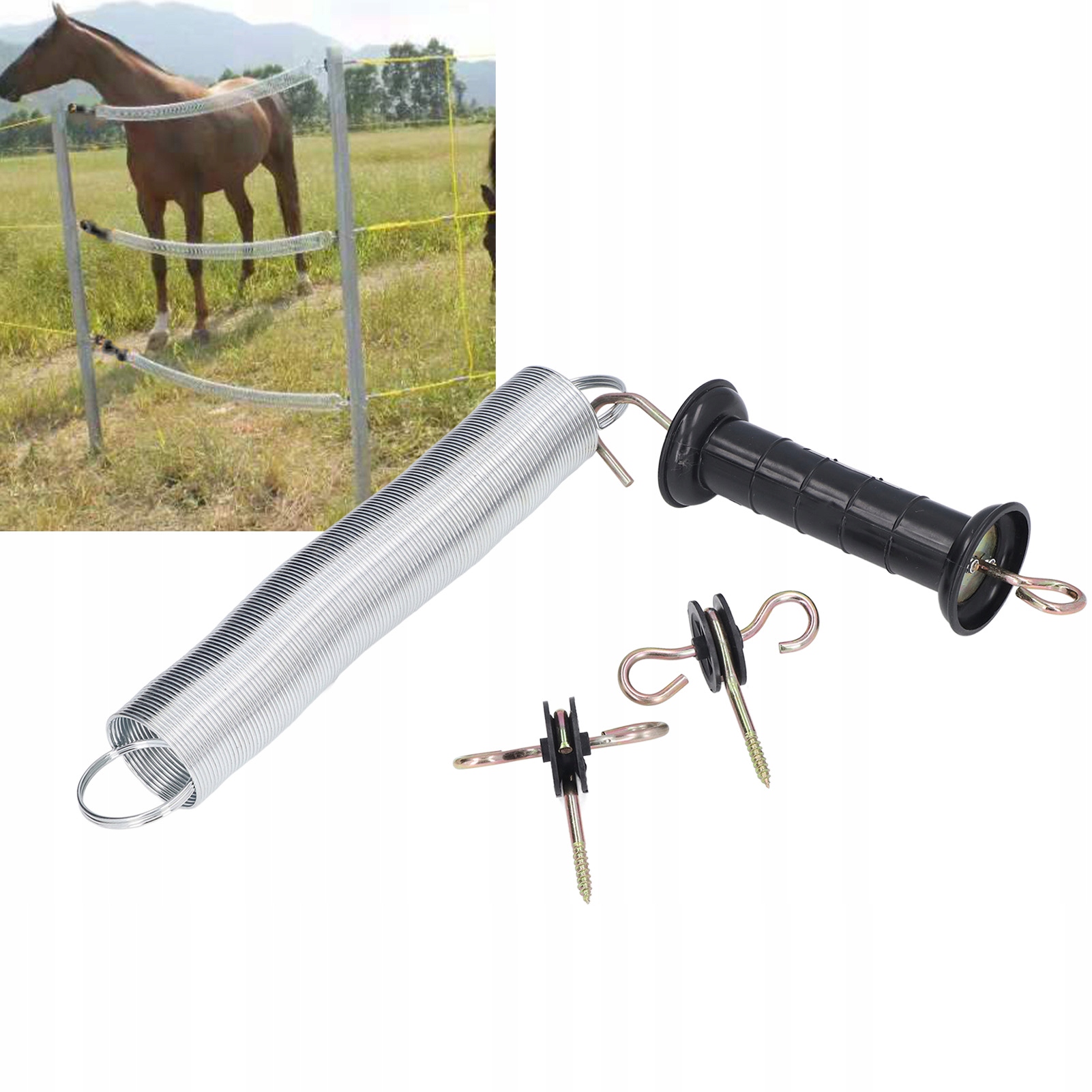 ZESTAW BRAMOWY SPRĘŻYNA 5M UCHWYT IZOLATOR PASTU Marka bez marki