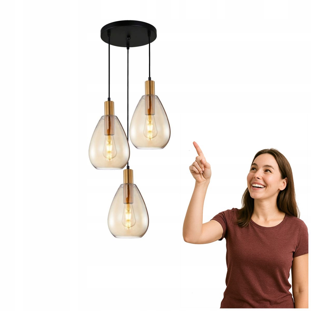 Závesná moderná lampa Zulo Mosadzno-jantárová Italux
