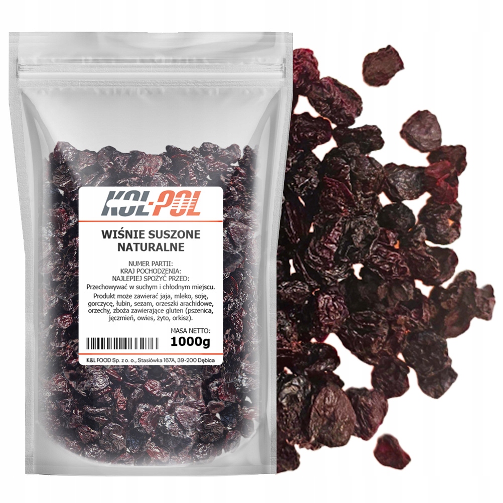 Wiśnie Suszone 1kg Naturalne Wiśnia suszona bez cukru jakość Kol-Pol