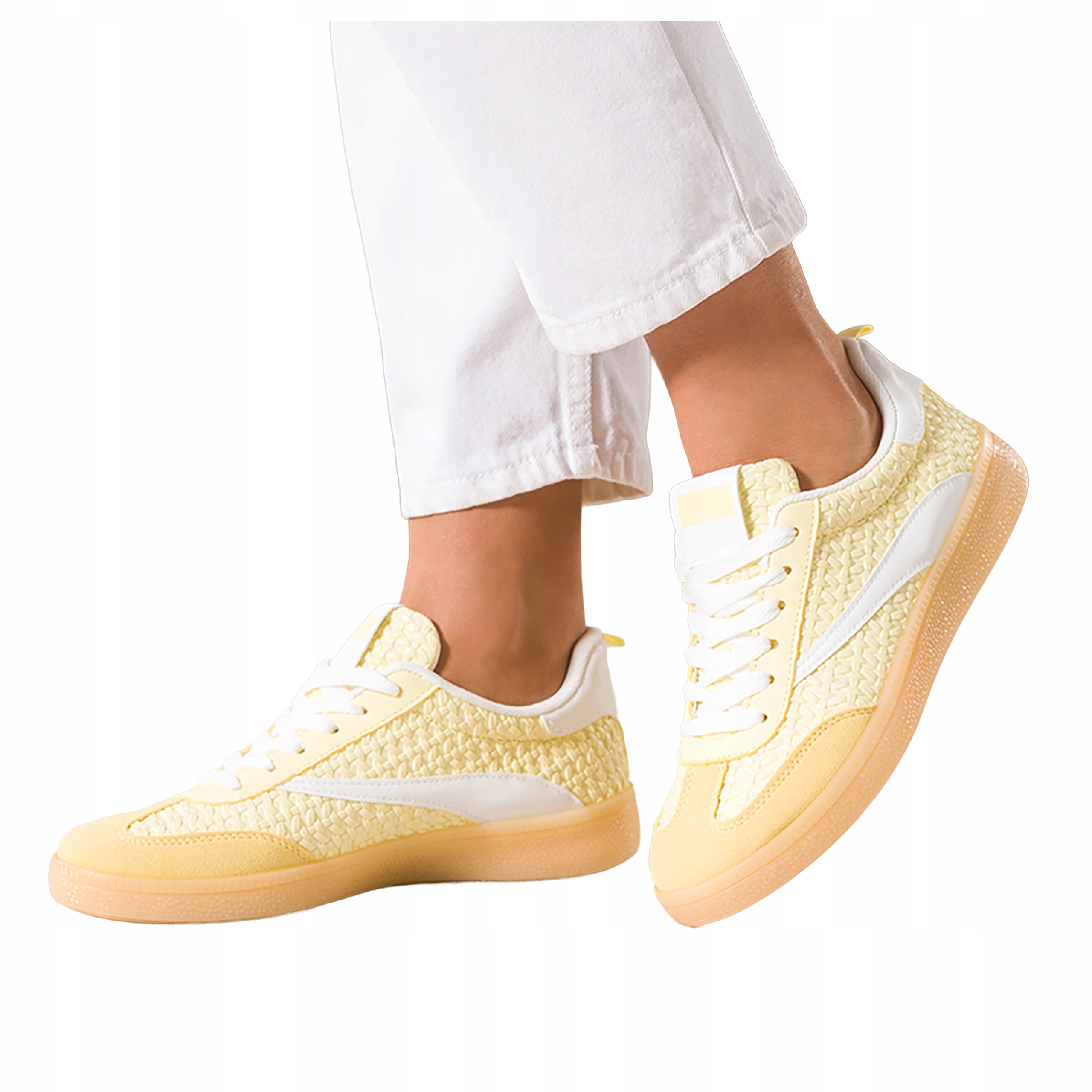 Sneakersy Žluté Dámské Sportovní Efekt Šněrovací výplety Pohodlné vel. 38