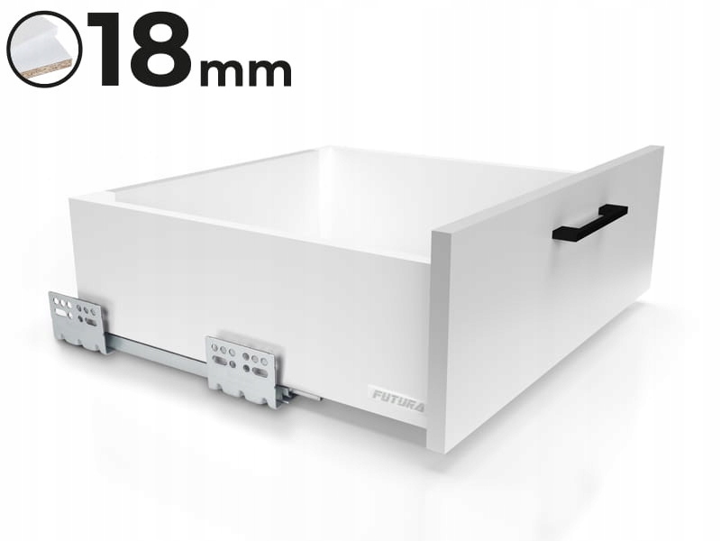 Szuflada Atm Futura Evo L-500 średnia H122 biała do płyty 18mm udźwig 40kg