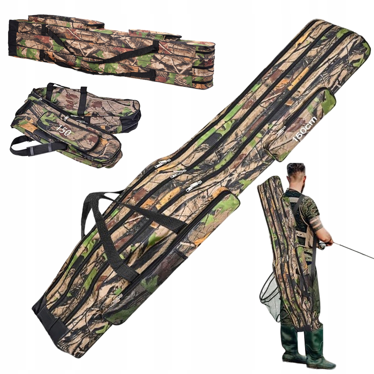 Torba Składana Wędkarska Wodoodporny Do Wędki Z 3 Przegródkami 150 CM