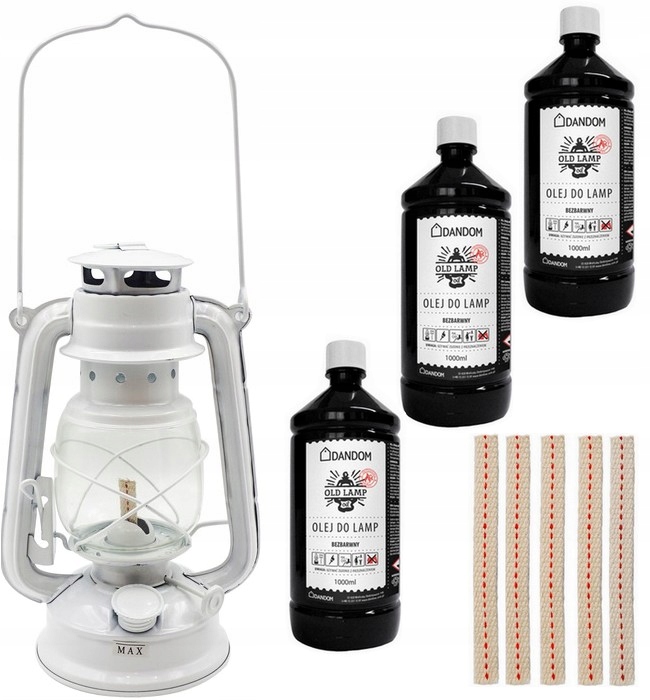 LAMPA NAFTOWA Z KNOTEM +OLEJ 3L+ZAPASOWY KNOT 5szt