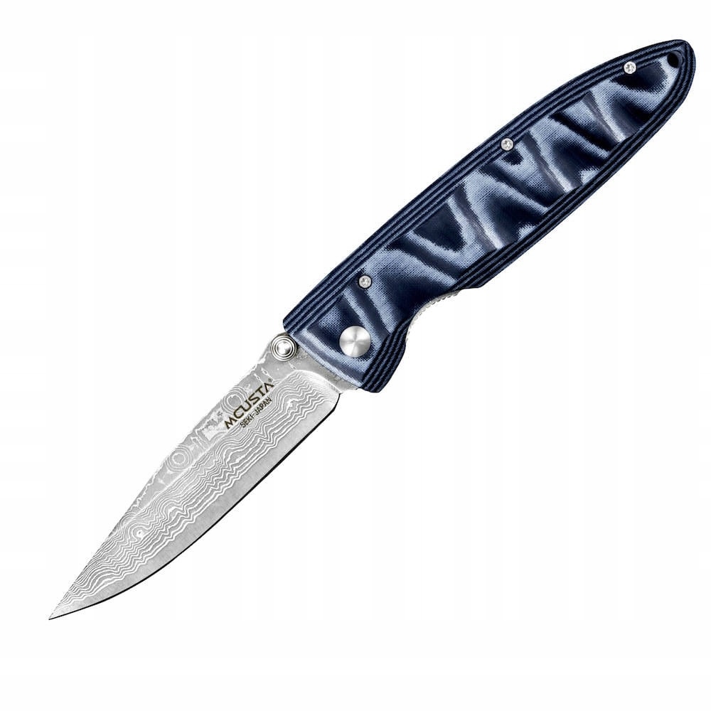 Mcusta Zanmai Classic Wave Blue Micarta Damascus Japonský Nůž 8 cm