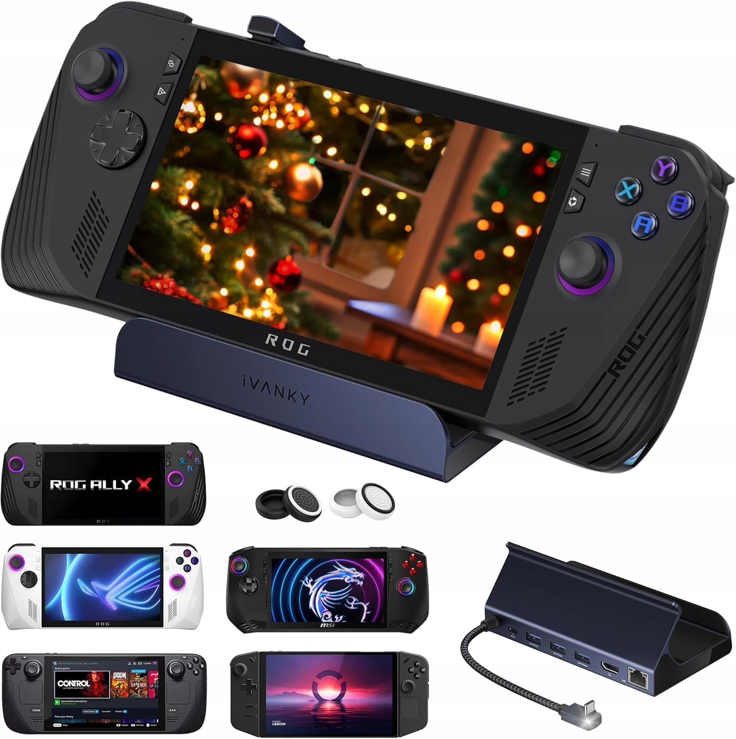 iVANKY 8-w-1 Dock dla Rog Ally Legion Go Steam Deck z Hdmi 2.1 4K@120Hz