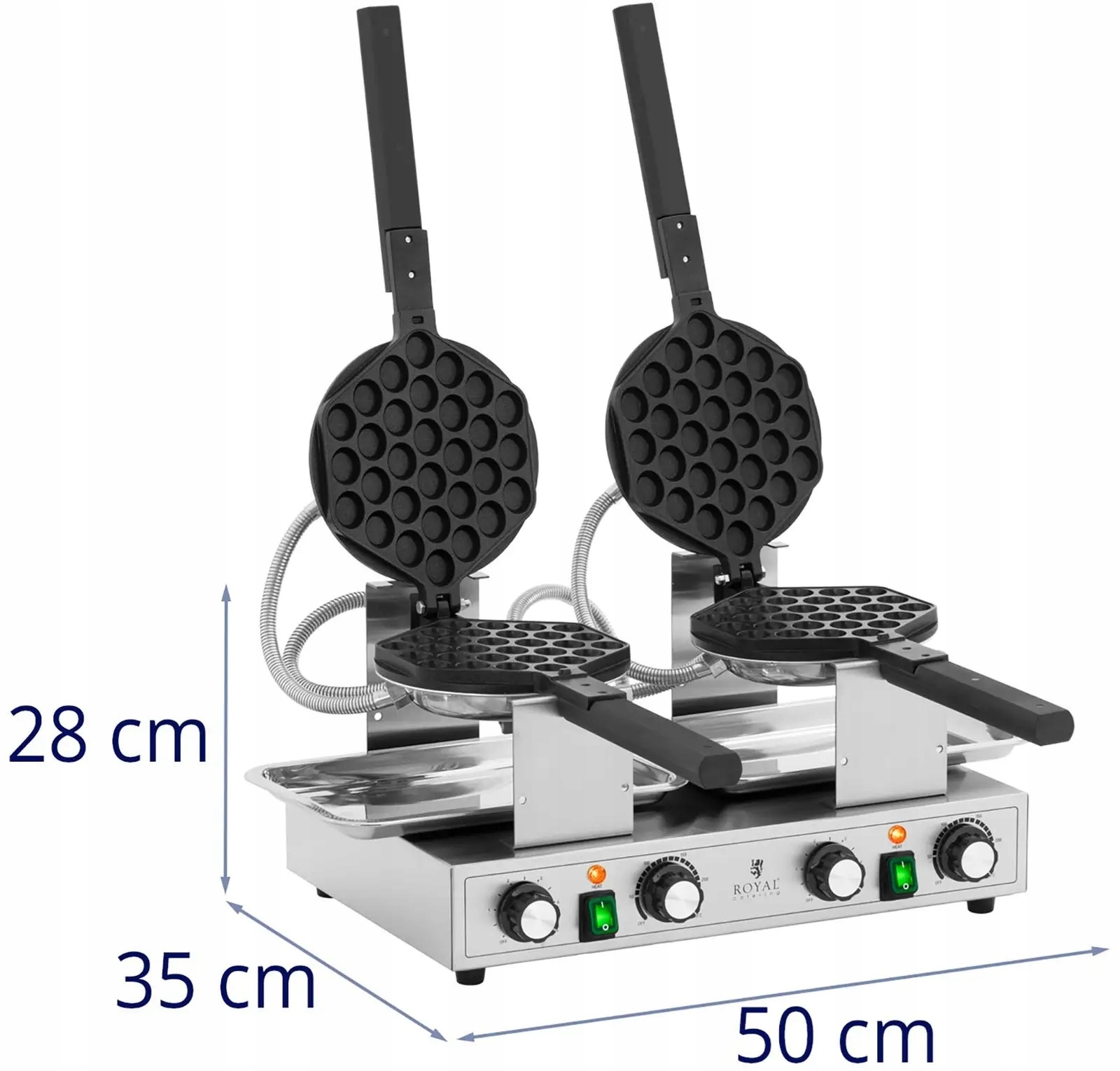 Gofrownica bąbelkowa podwójna 2800W Royal Catering RCWM-2800-B 10012896