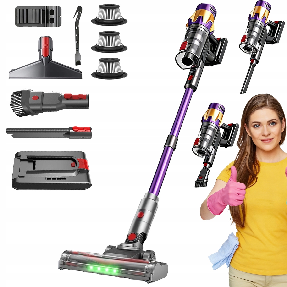 Odkurzacz Bezprzewodowy Pionowy Akumulatorowy Mocny 550W Electo Ręczny