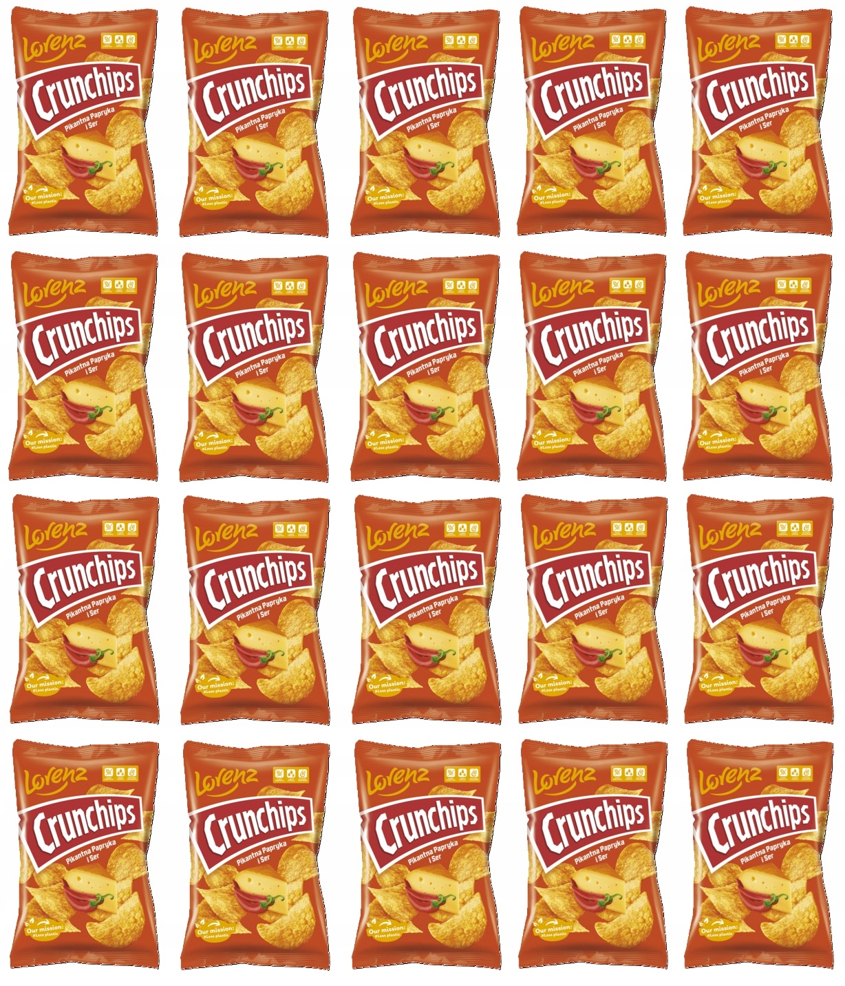 20x 140g Crunchips Chipsy Pikantna Papryka Ser bez glutenu Karton