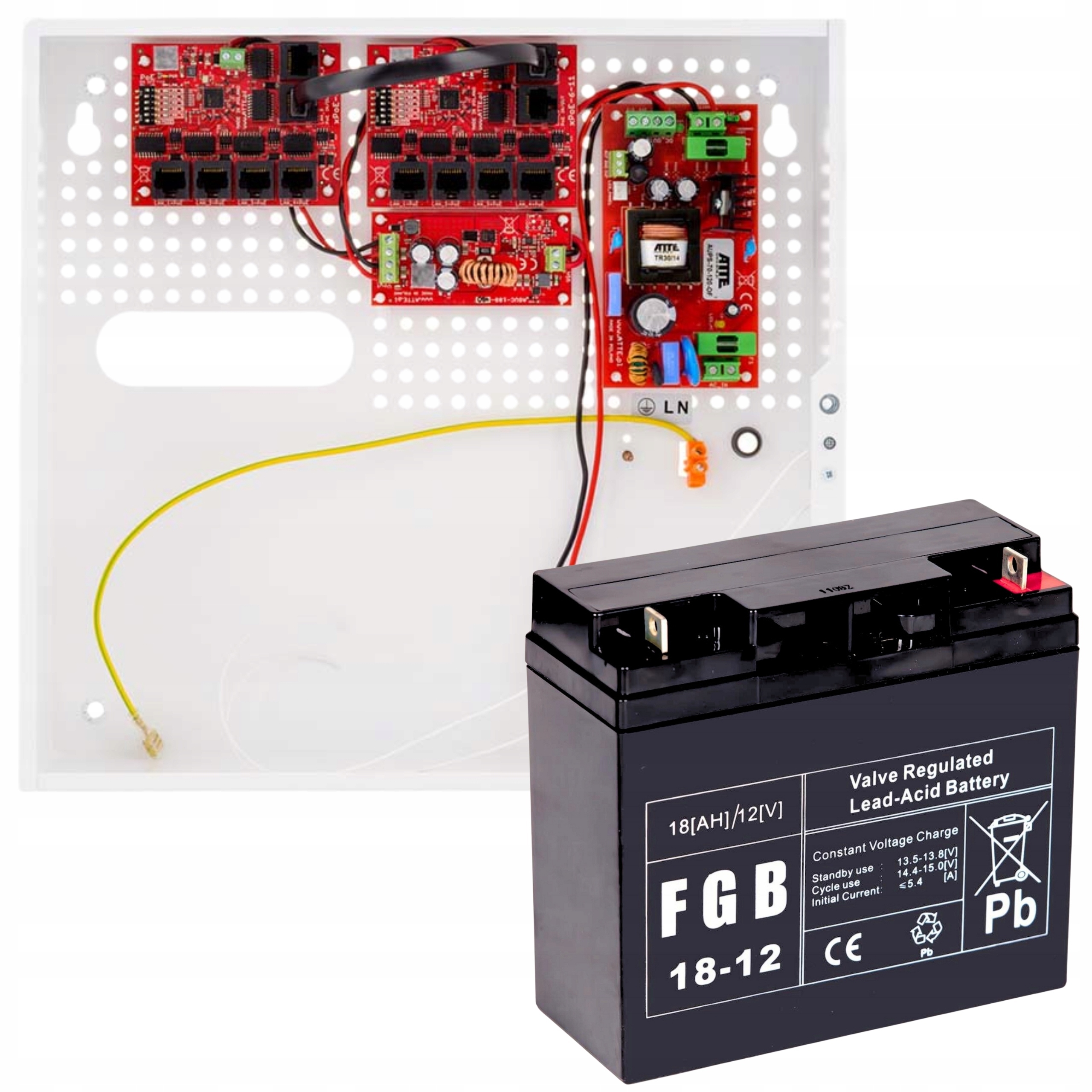 Sada vyrovnávacího napájení pro 9 Ip kamer switch PoE Atte akumulátor 12 V