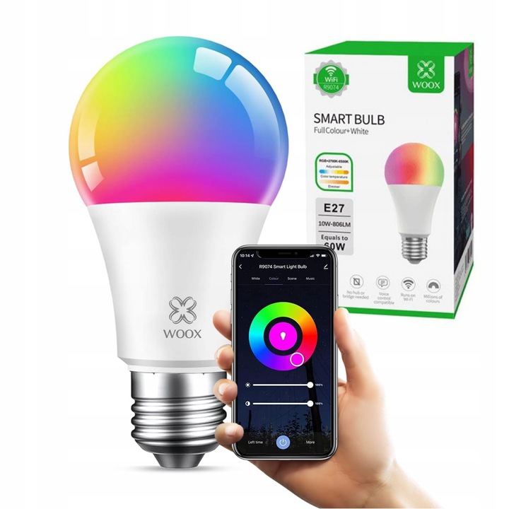 Żarówka LED E27 kolorowa WIFI Tuya RGBW RGB SMART Inteligentna WOOX