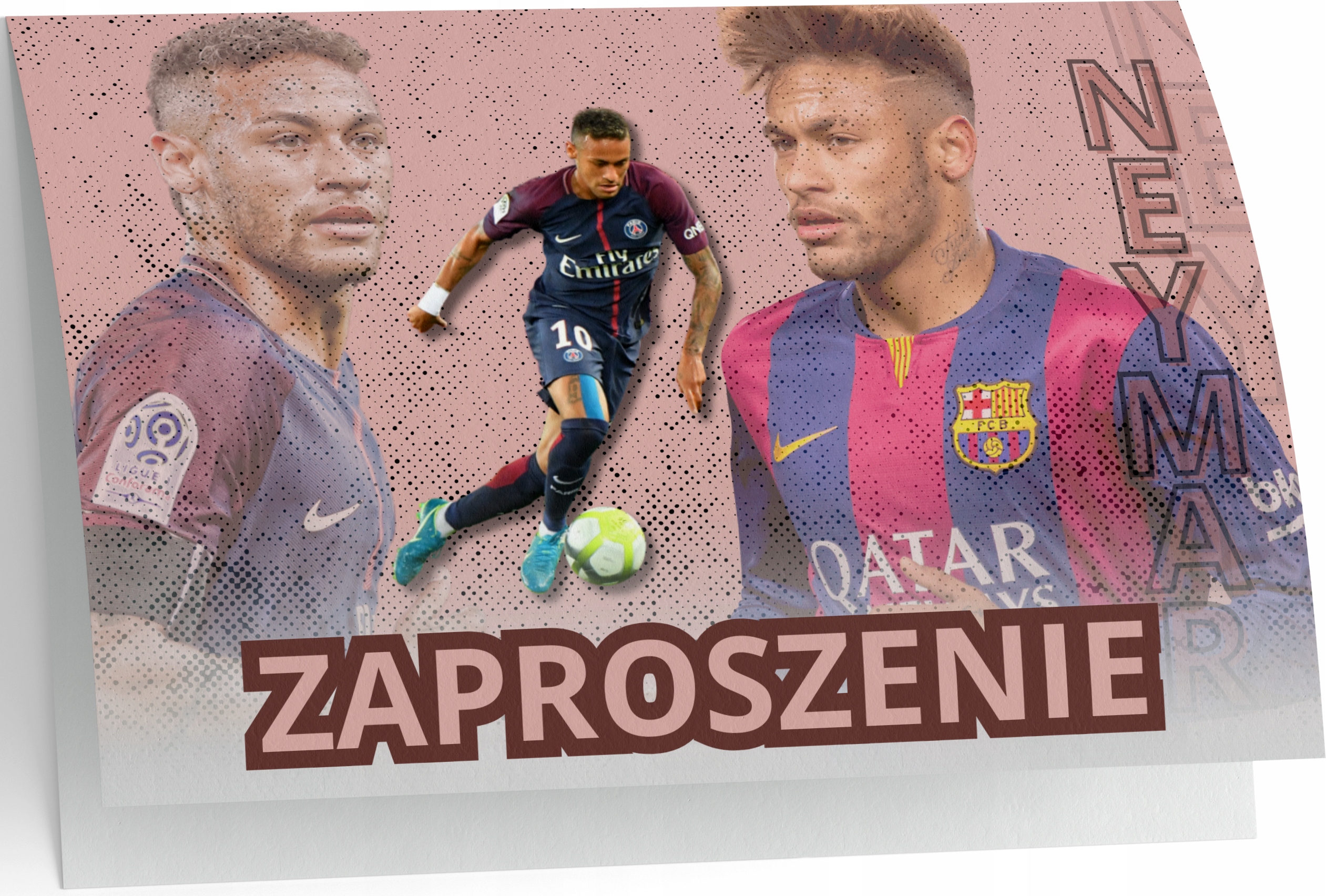 ZAPROSZENIE NEYMAR PSG PIŁKARZE ZAPROSZANIA WIELE WZORÓW 20x15 cm