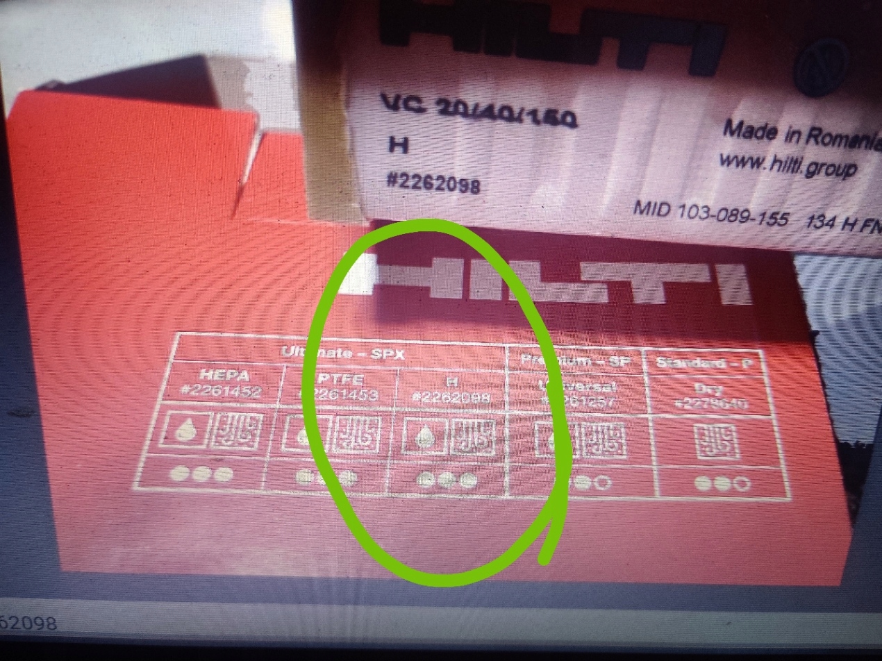 Filtr do vysavače Hilti VC 20/40 Na Mokro
