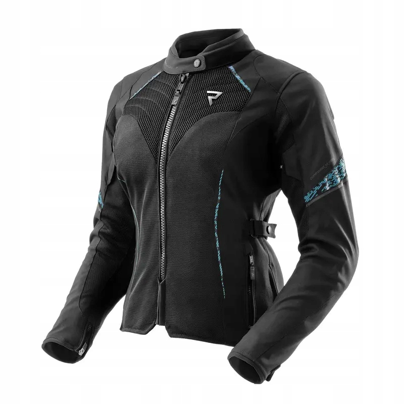 Dámska textilná motocyklová bunda Rebelhorn Jax Black Blue Lagoon M